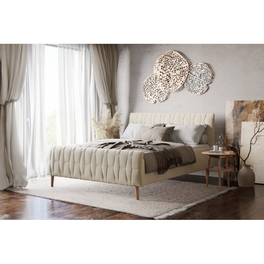 Letto imbottito senza materasso FLORA 160x200 cm beige