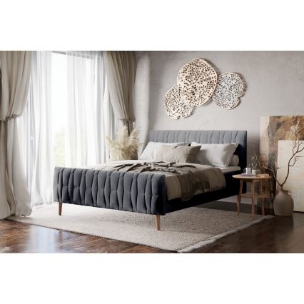 Letto imbottito senza materasso FLORA 180x200 cm grigio