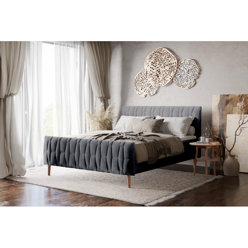 Letto imbottito senza materasso FLORA 180x200 cm grigio