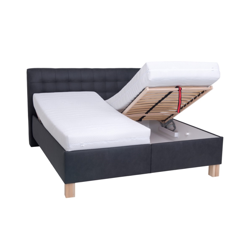 Letto imbottito VIOLET 160x200 cm con materasso e pratico contenitore, antracite
