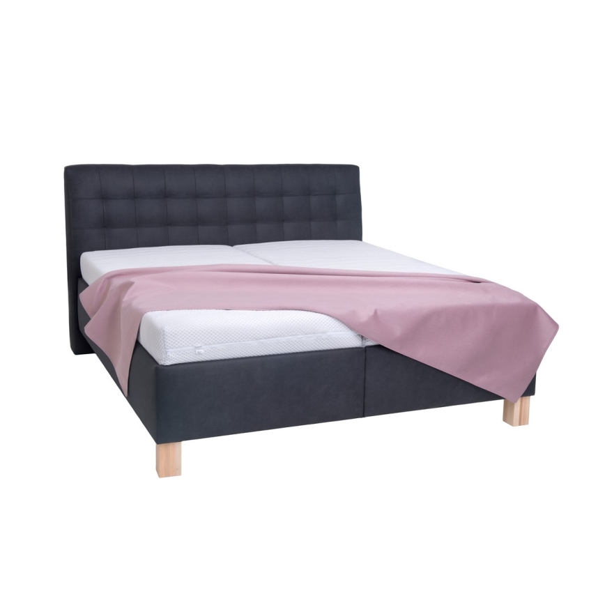 Letto imbottito VIOLET 160x200 cm con materasso e pratico contenitore, antracite