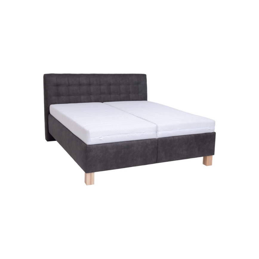 Letto imbottito VIOLET 180x200 cm con materasso e contenitore grigio scuro