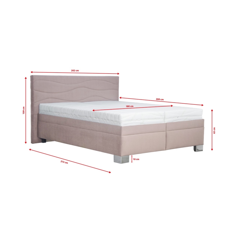Letto imbottito WINDSOR 180x200 cm senza materasso, beige