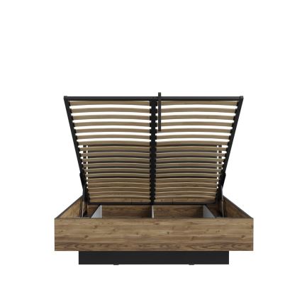 Letto matrimoniale con contenitore OREN 160x200 cm marrone/nero