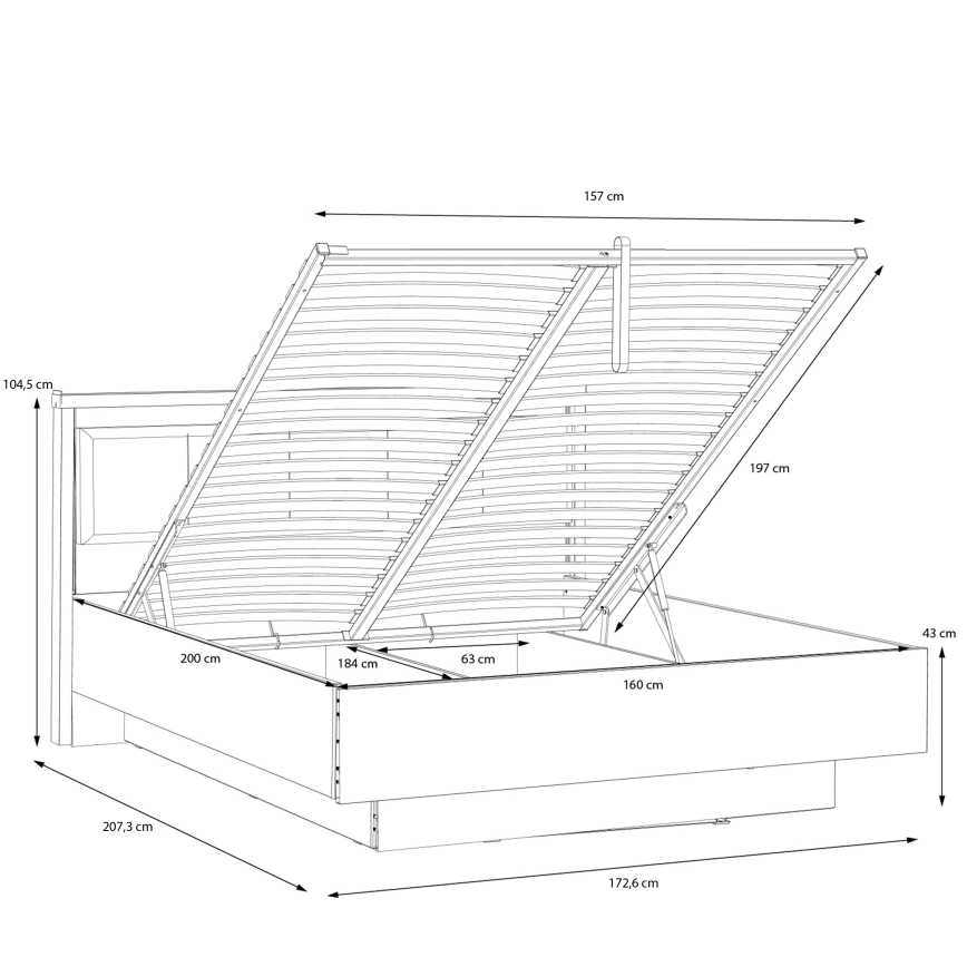 Letto matrimoniale con contenitore OREN 160x200 cm marrone/nero
