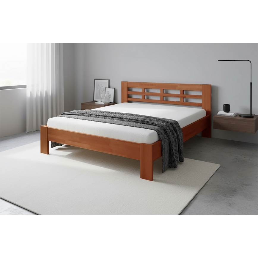 Letto matrimoniale in legno massello ANGELA 180x200 cm, noce scuro