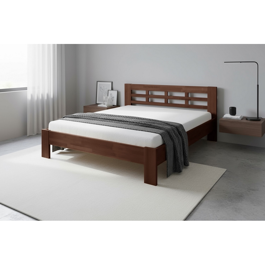 Letto matrimoniale in legno massiccio ANGELA 180x200 cm finitura noce