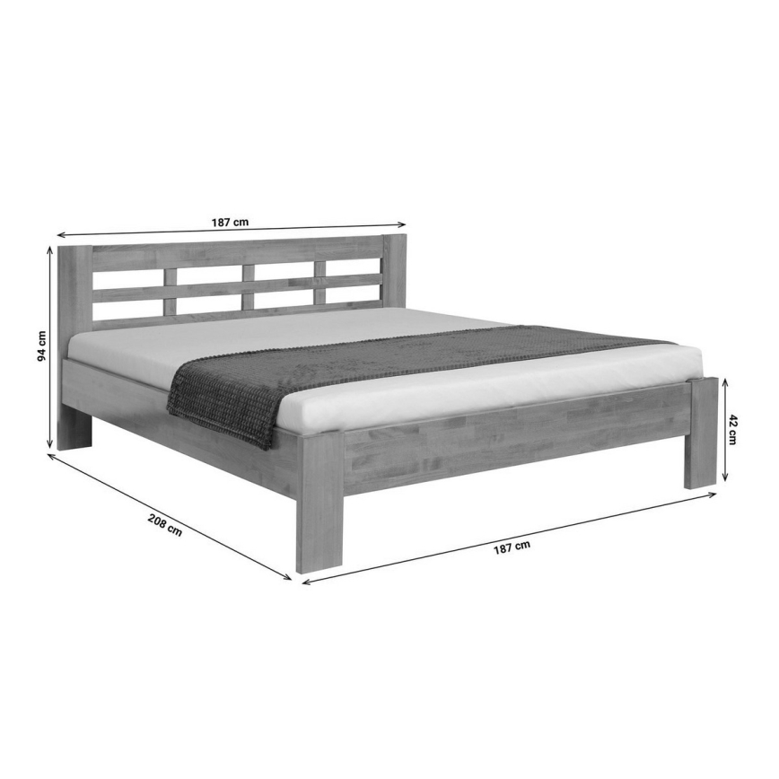 Letto matrimoniale in legno massiccio ANGELA 180x200 cm noce chiaro