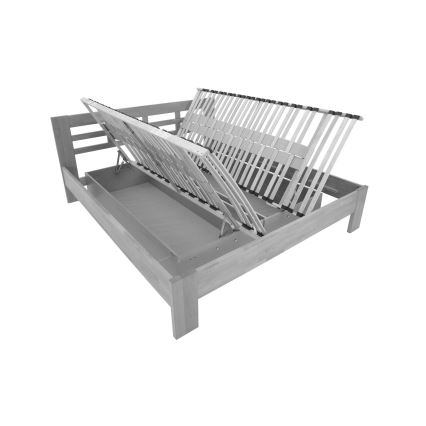 Letto matrimoniale in legno massiccio con contenitore ANGELA 180x200 cm finitura prugna