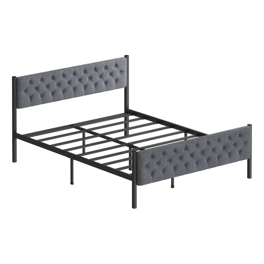Letto matrimoniale in metallo KAROM 120x200 cm, grigio, portata massima 120 kg