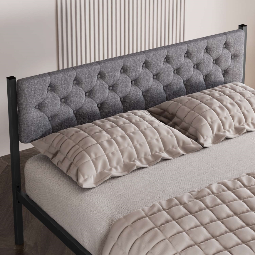 Letto matrimoniale in metallo KAROM 120x200 cm, grigio, portata massima 120 kg