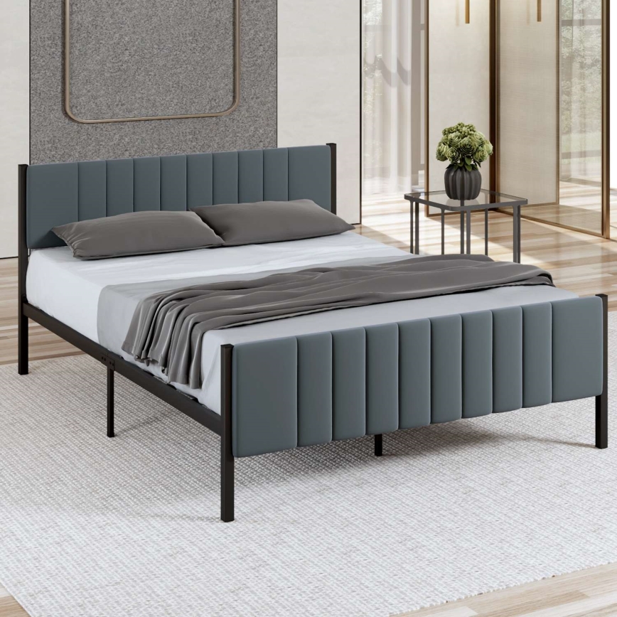 Letto matrimoniale in metallo LUNOR 120x200 cm antracite, portata massima 120 kg