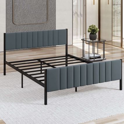 Letto matrimoniale in metallo LUNOR 120x200 cm antracite, portata massima 120 kg