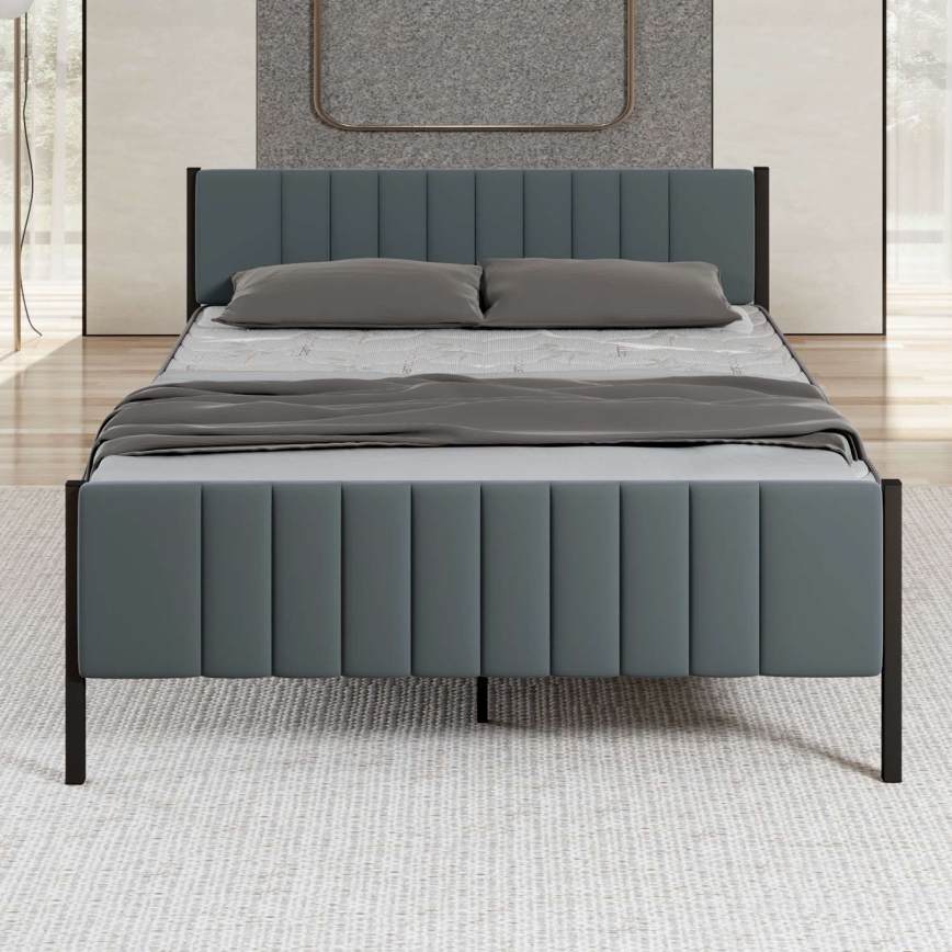 Letto matrimoniale in metallo LUNOR 120x200 cm antracite, portata massima 120 kg