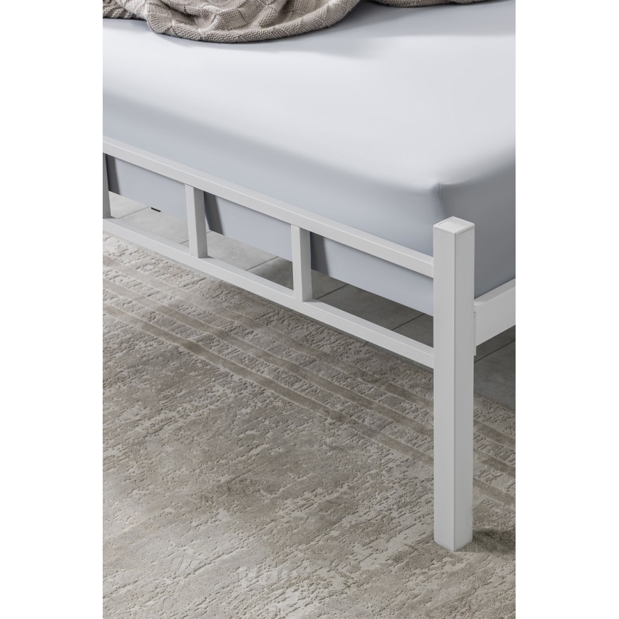 Letto matrimoniale in metallo ORMEL 160x200 cm, bianco, portata 200 kg