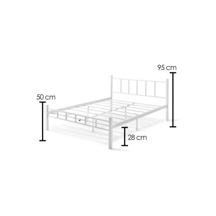 Letto matrimoniale in metallo ORMEL 160x200 cm, bianco, portata 200 kg