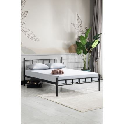 Letto matrimoniale in metallo ORMEL 160x200 cm, nero, portata fino a 200 kg