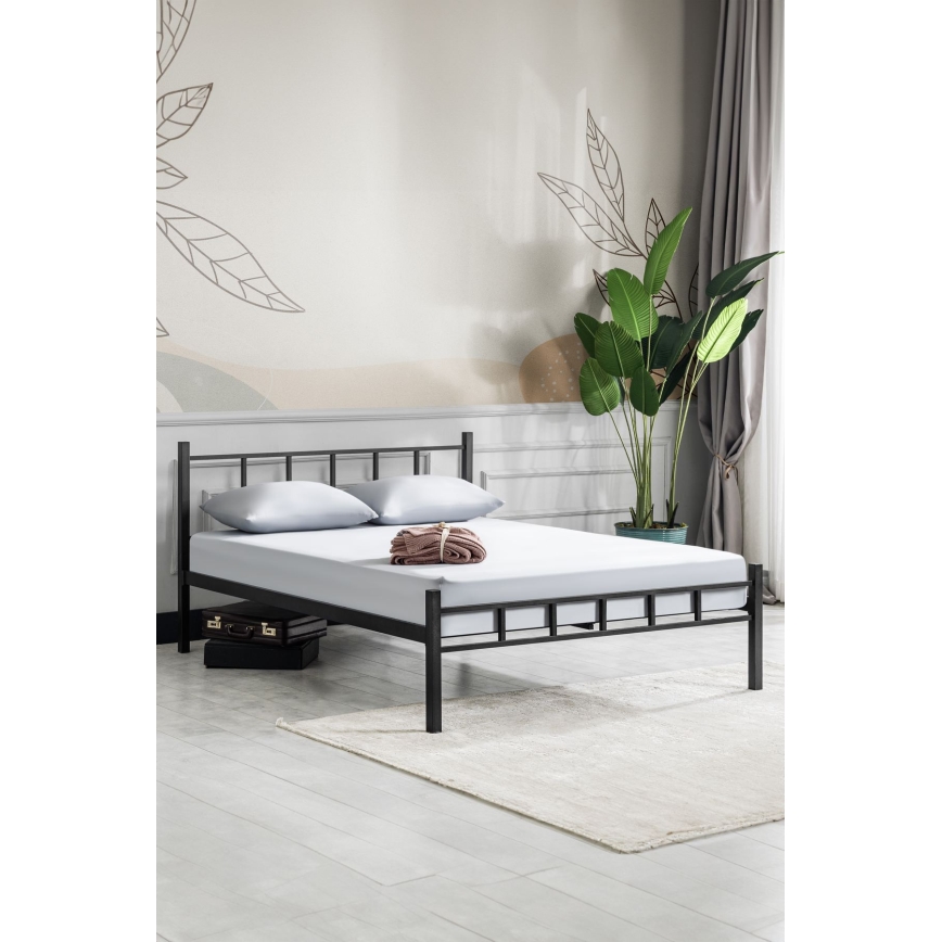 Letto matrimoniale in metallo ORMEL 160x200 cm, nero, portata fino a 200 kg