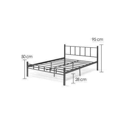 Letto matrimoniale in metallo ORMEL 160x200 cm, nero, portata fino a 200 kg