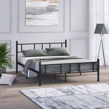 Letto matrimoniale in metallo PIRON 120x200 cm, nero, portata 120 kg