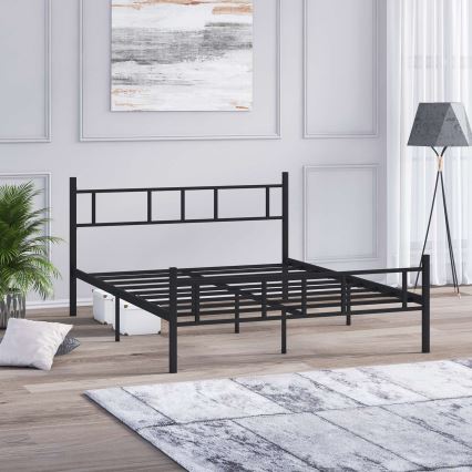 Letto matrimoniale in metallo PIRON 120x200 cm, nero, portata 120 kg