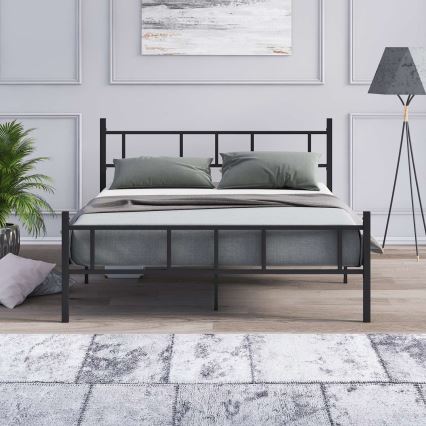 Letto matrimoniale in metallo PIRON 120x200 cm, nero, portata 120 kg