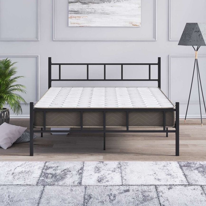 Letto matrimoniale in metallo PIRON 120x200 cm, nero, portata 120 kg