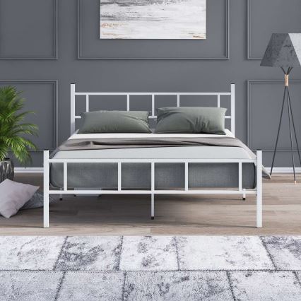 Letto matrimoniale in metallo PIRON 140x200 cm, bianco, portata massima 200 kg