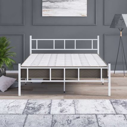 Letto matrimoniale in metallo PIRON 140x200 cm, bianco, portata massima 200 kg
