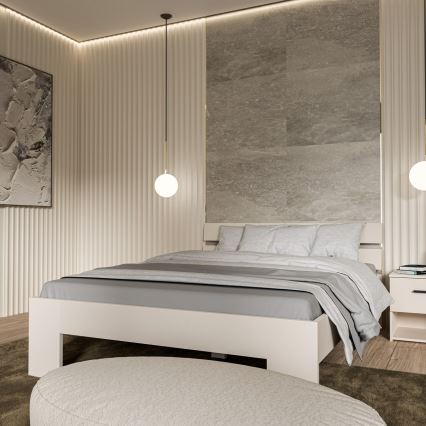 Letto matrimoniale PIROA 160x200 cm beige