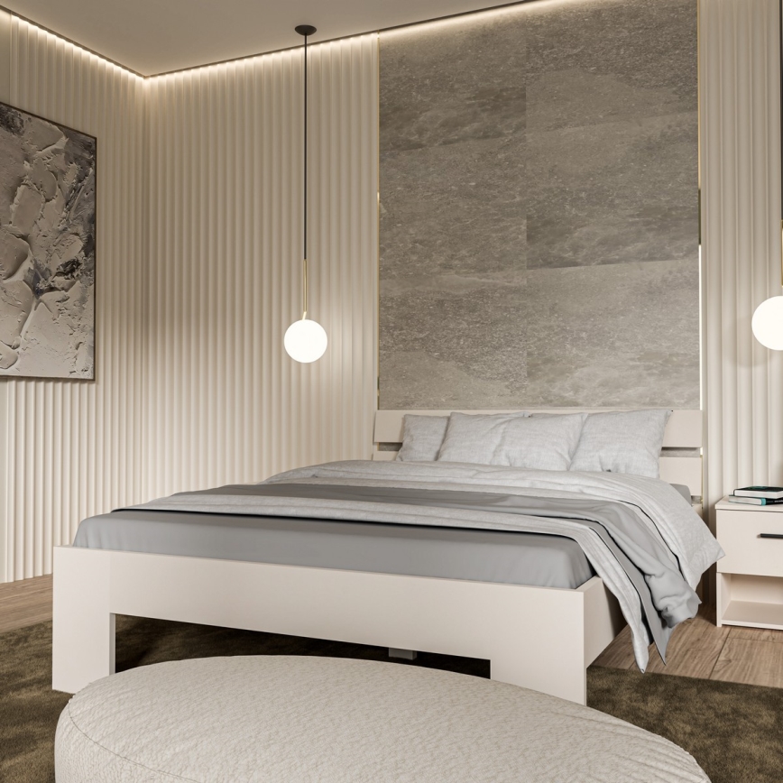 Letto matrimoniale PIROA 160x200 cm beige