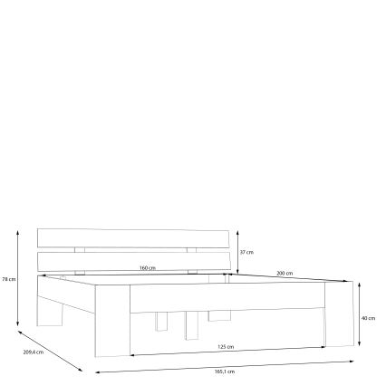 Letto matrimoniale PIROA 160x200 cm beige