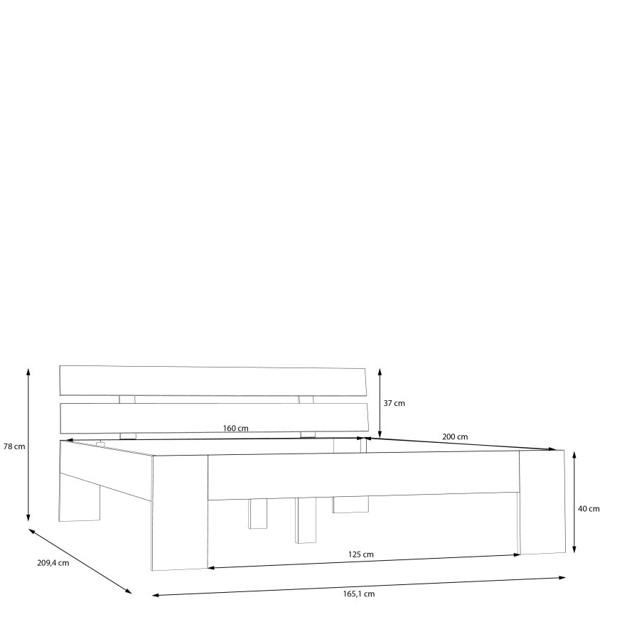 Letto matrimoniale PIROA 160x200 cm beige