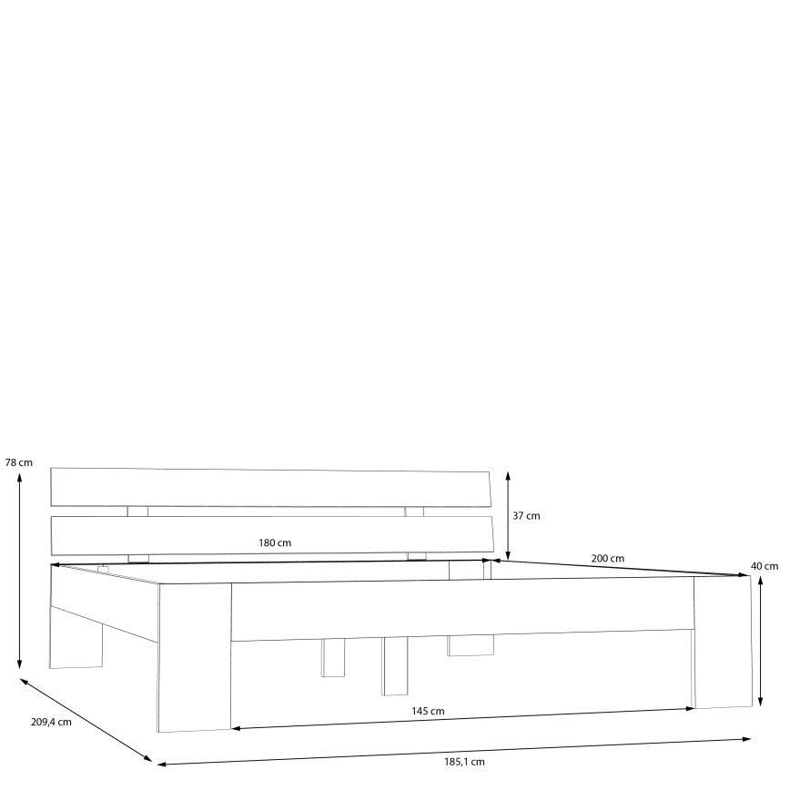 Letto matrimoniale PIROA 180x200 cm beige