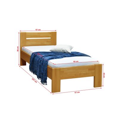 Letto singolo AMBER 90x200 cm in noce chiaro