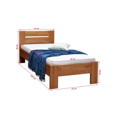 Letto singolo AMBER 90x200 cm, noce