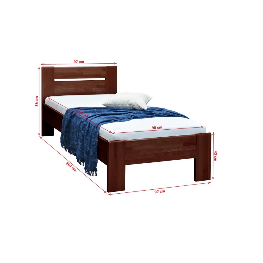 Letto singolo AMBER 90x200 cm noce scuro