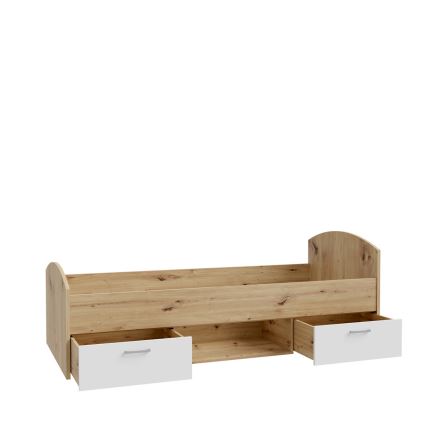 Letto singolo con contenitore URO 90x200 cm rovere artisan/bianco