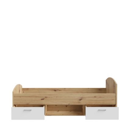 Letto singolo con contenitore URO 90x200 cm rovere artisan/bianco