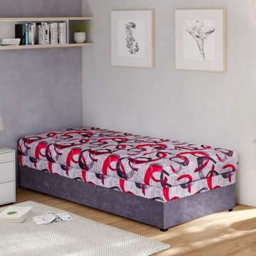 Letto singolo imbottito con contenitore ESTEL 90x200 cm grigio