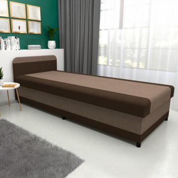 Letto singolo imbottito con contenitore TALI 80x202 marrone/beige