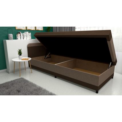 Letto singolo imbottito con contenitore TALI 80x202 marrone/beige