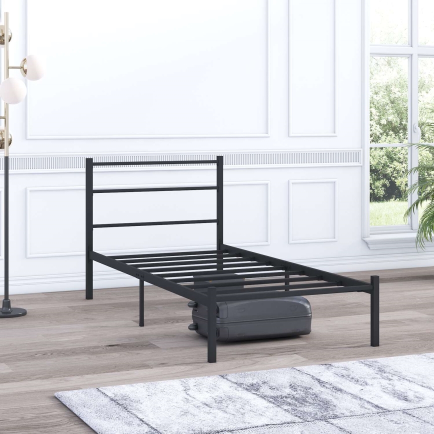 Letto singolo in metallo FERON 90x200 cm, nero, portata 120 kg