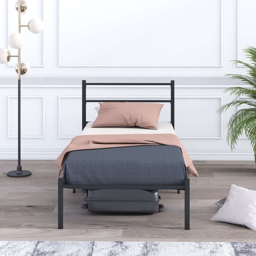 Letto singolo in metallo FERON 90x200 cm, nero, portata 120 kg