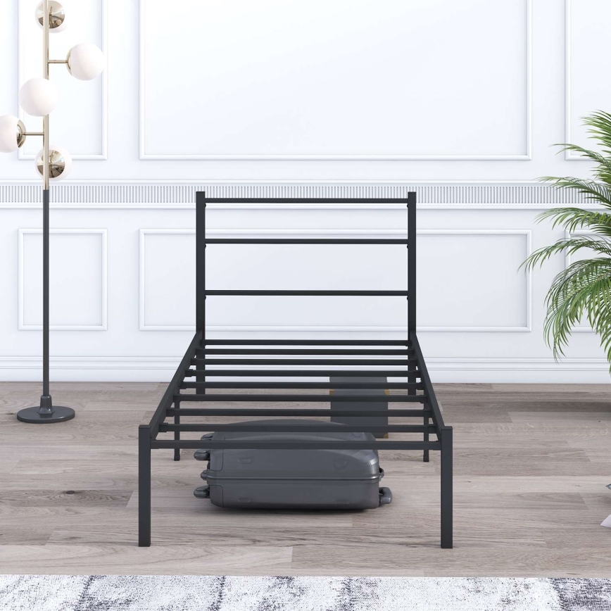 Letto singolo in metallo FERON 90x200 cm, nero, portata 120 kg