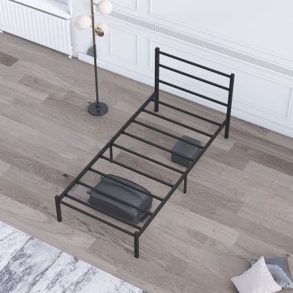 Letto singolo in metallo FERON 90x200 cm, nero, portata 120 kg