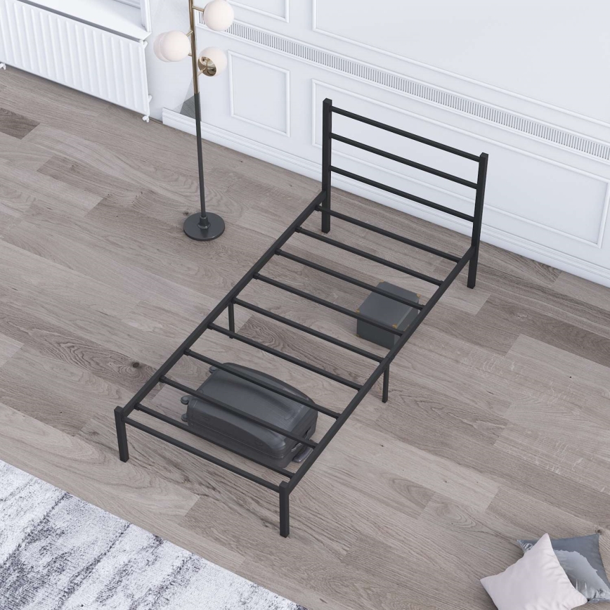 Letto singolo in metallo FERON 90x200 cm, nero, portata 120 kg