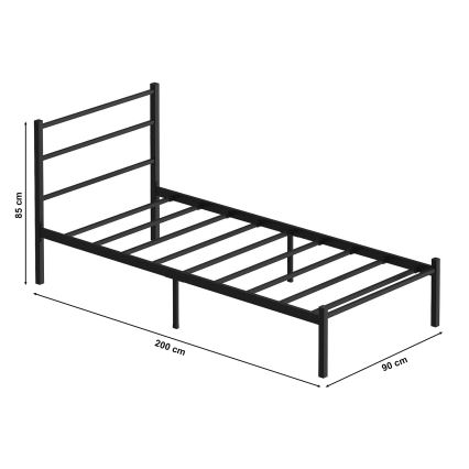 Letto singolo in metallo FERON 90x200 cm, nero, portata 120 kg