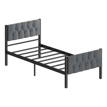 Letto singolo in metallo KAROM 90x200 cm, grigio, portata massima 120 kg
