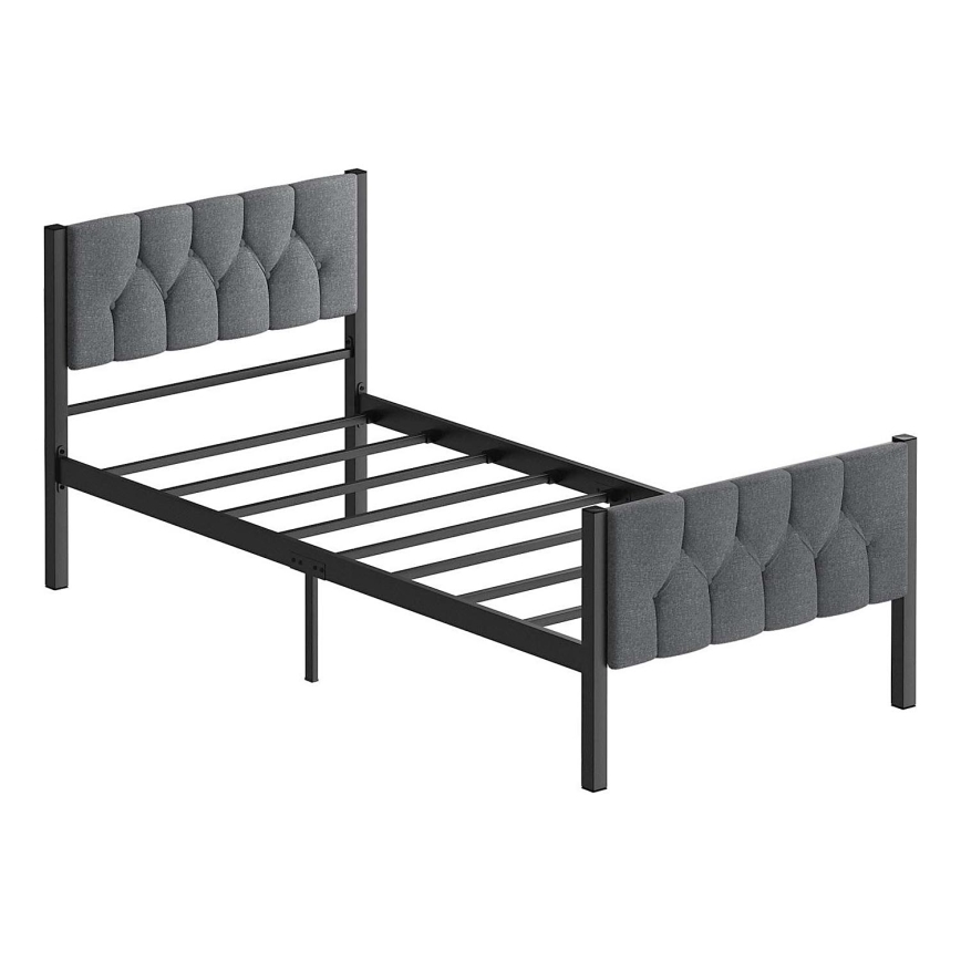Letto singolo in metallo KAROM 90x200 cm, grigio, portata massima 120 kg